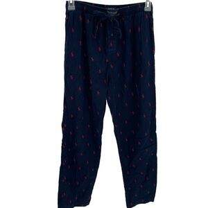 Polo Ralph Lauren Men's L Pajama Pants w/ Drawstring Blue red Pony Logo Cotton